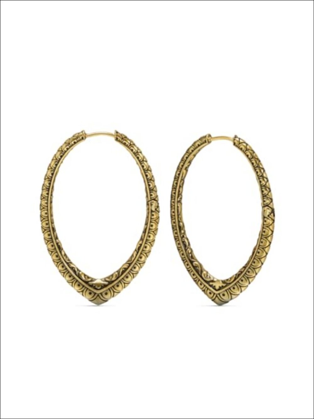 Vintage Boho Tribal Teardrop Oval Hoop Earrings Brass 18G Piercing Jewelry
